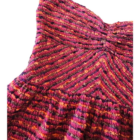 Ladies strapless Striped Pink and Purple Dress - Picture 2 of 2